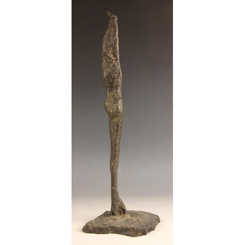 59 - John W Mills (1933-2023),   
Dancer – arms raised,     
Patinated resin on naturalistic base,     
5... 