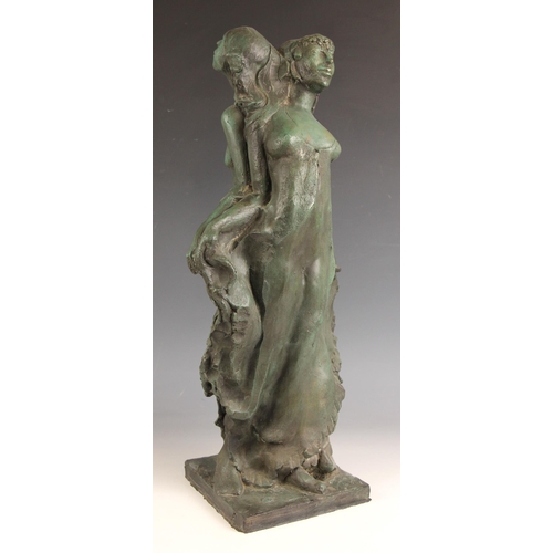 60 - John W Mills (1933-2023),   
Flamenco dancers – female figures back to back,     Patinated resin on ... 