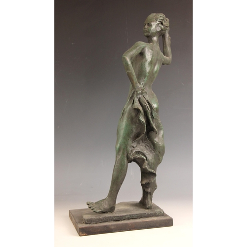 61 - John W Mills (1933-2023),   
Flamenco dancer – hand in hair,    
Patinated resin on rectangular base... 