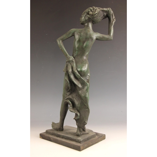 61 - John W Mills (1933-2023),   
Flamenco dancer – hand in hair,    
Patinated resin on rectangular base... 