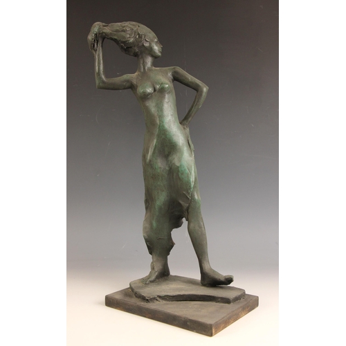 61 - John W Mills (1933-2023),   
Flamenco dancer – hand in hair,    
Patinated resin on rectangular base... 