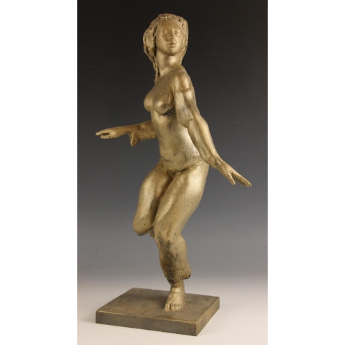 62 - John W Mills (1933-2023),   
Belly dancer – leg raised,    
Painted plaster on rectangular base,    ... 