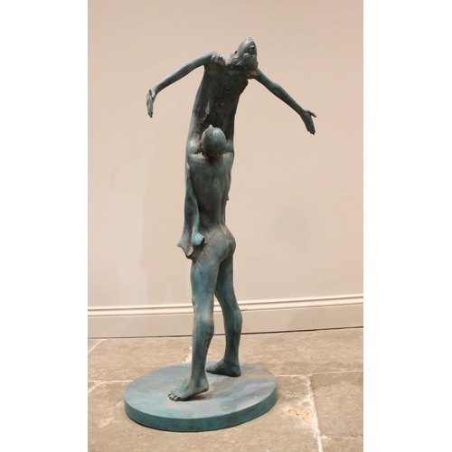 64 - John W Mills (1933-2023),   
Dancers – female lifted, arms outstretched,    Patinated resin on integ... 