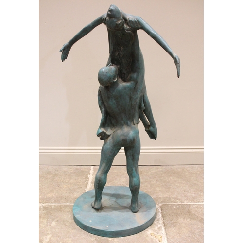 64 - John W Mills (1933-2023),   
Dancers – female lifted, arms outstretched,    Patinated resin on integ... 