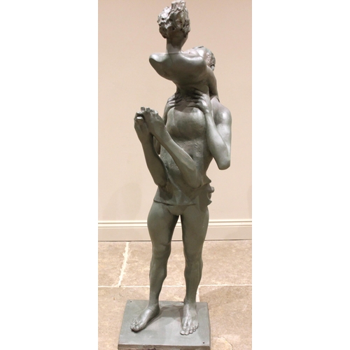 65 - John W Mills (1933-2023),   
Dancers – female lifted, legs bent up,   
Patinated resin on integral r... 