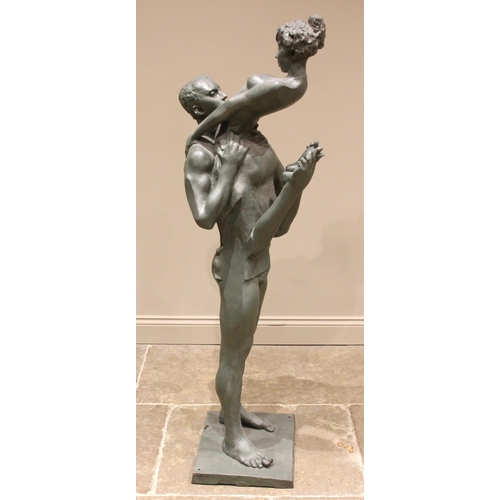 65 - John W Mills (1933-2023),   
Dancers – female lifted, legs bent up,   
Patinated resin on integral r... 