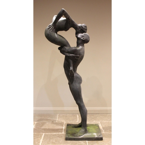 66 - John W Mills (1933-2023),   
‘Close Affection’ (large variant),   
Patinated resin on integral recta... 