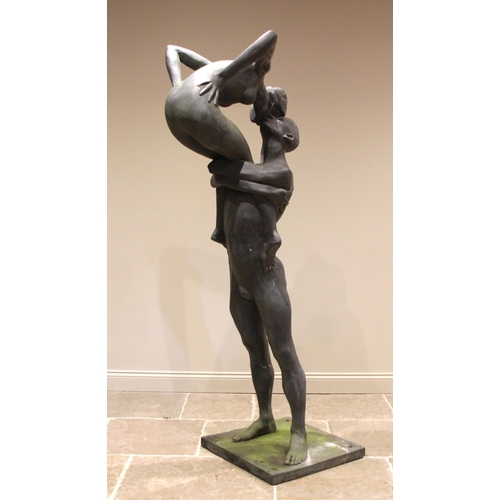 66 - John W Mills (1933-2023),   
‘Close Affection’ (large variant),   
Patinated resin on integral recta... 