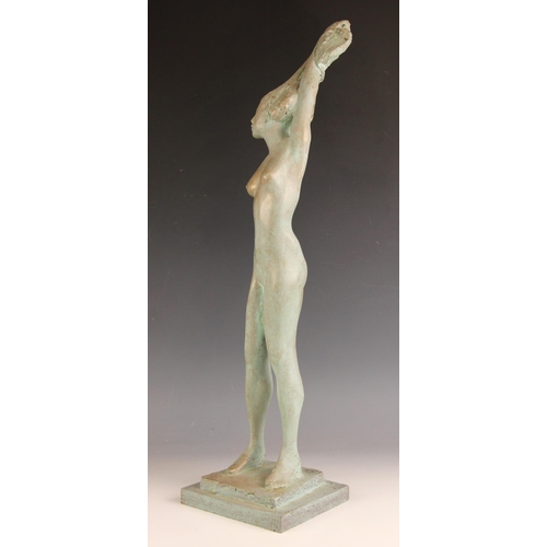 68 - John W Mills (1933-2023),   
Dancer – female figure, arms lifting hair,       Patinated resin on ste... 