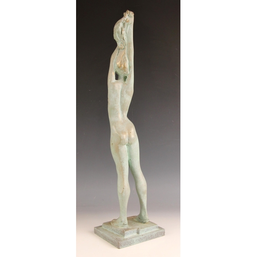 68 - John W Mills (1933-2023),   
Dancer – female figure, arms lifting hair,       Patinated resin on ste... 