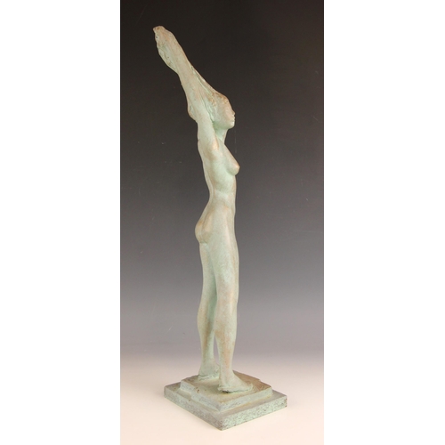 68 - John W Mills (1933-2023),   
Dancer – female figure, arms lifting hair,       Patinated resin on ste... 