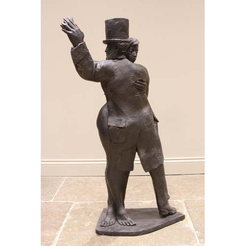 73 - John W Mills (1933-2023),   
‘Degas’ - dancing couple (suited gentleman in top hat #2),   
Patinated... 