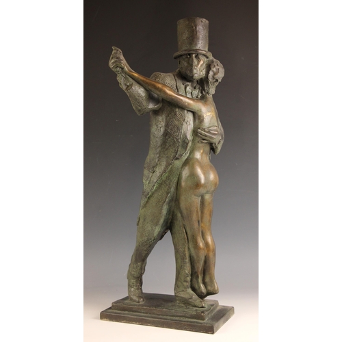 75 - John W Mills (1933-2023),  
‘Degas’ - dancing couple (suited gentleman in top hat #3),   
Patinated ... 