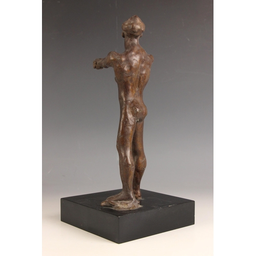 99 - John W Mills (1933-2023),   
‘Discus Thrower’,   
Patinated bronze on square slate base,   
32cm hig... 