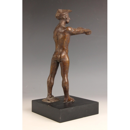 99 - John W Mills (1933-2023),   
‘Discus Thrower’,   
Patinated bronze on square slate base,   
32cm hig... 