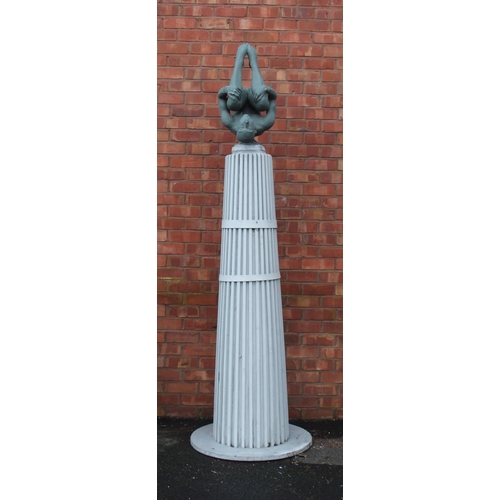 23 - John W Mills (1933-2023),   
Diver – tuck,   
Patinated resin on reeded tapering column,     150cm h... 