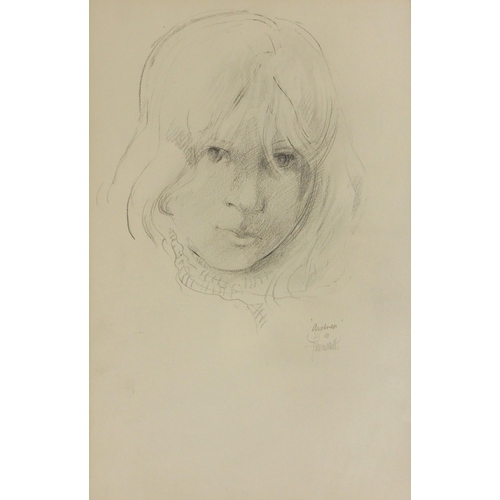 418 - John W. Mills (1933-2023),  
Portrait of Andrea,  
Pencil on paper,  
Signed and dated '69', 
31.5cm... 