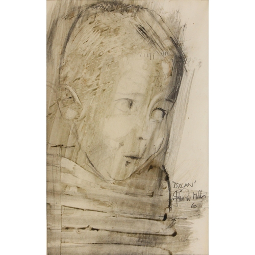 419 - John W. Mills (1933-2023),  
Portrait of Dylan, 
Monotype on paper,  
Signed and dated '60', 
31cm x... 