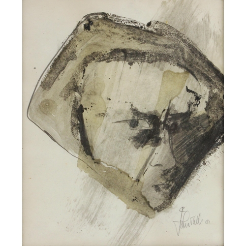 422 - John W. Mills (1933-2023),  
Portrait of a man,  
Monotype on paper,  
Signed and dated '61', 
29cm ... 