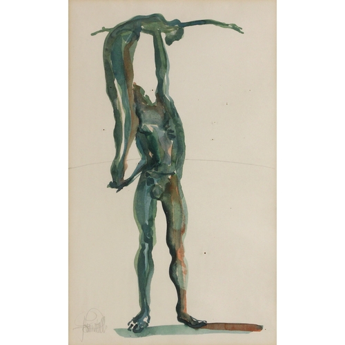 77 - John W Mills (1933-2023),  
Study for Close Affection,  
Watercolour on paper,  
Signed,  
29cm x 17... 