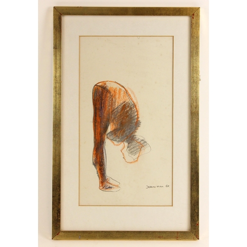 85 - John W Mills (1933-2023),  
'Dancer exercising',  
Oil pastel on paper,  
Signed and dated '62',  
3... 