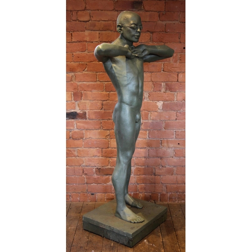 14 - John W Mills (1933-2023),   
‘Swimmer’ - hands beneath chin,   
Patinated resin on square base,   
1... 