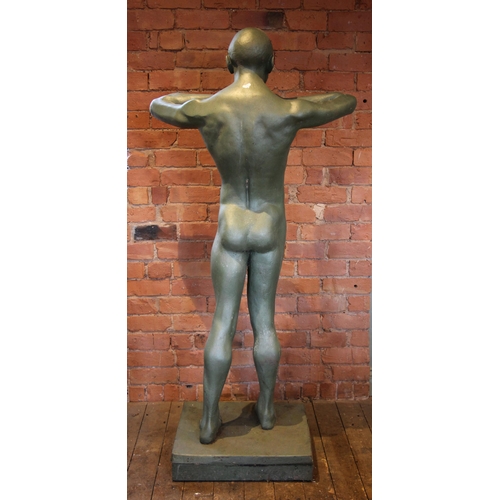 14 - John W Mills (1933-2023),   
‘Swimmer’ - hands beneath chin,   
Patinated resin on square base,   
1... 