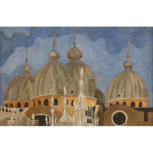 519 - John Brunsdon (British 1933 -2014)  
Domes of St Mark's Basilica,  
Watercolour on paper,  
Signed, ... 