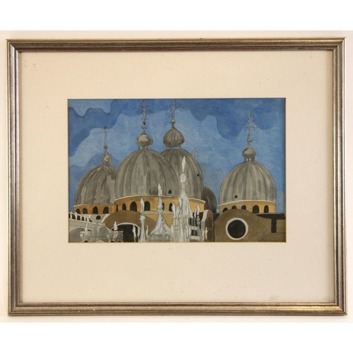 519 - John Brunsdon (British 1933 -2014)  
Domes of St Mark's Basilica,  
Watercolour on paper,  
Signed, ... 