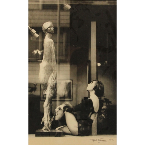 535 - Michael Ward (1929-2011) 
'Elizabeth Seal with Irma La Douce Bronze'  Photograph, 
Circa 1977,  
Sig... 