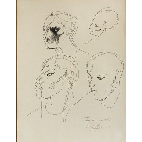 427 - John W. Mills (1933-2023),  
'Nijinsky, Studies for After Rodin',    
Ink pen on paper,  
Signed, 
3... 