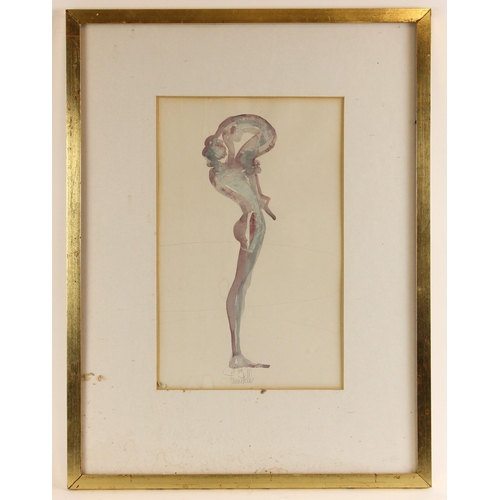 76 - John W Mills (1933-2023),  
Study for Close Affection,  
Watercolour on paper,  
Signed,  
34cm x 21... 