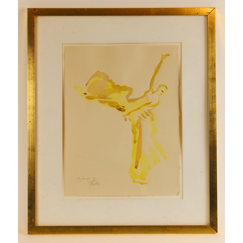 82 - John W Mills (1933-2023),  
'Ailey Dancer',  
Watercolour on paper,  
Signed,  
32.5cm x 25cm,  
Fra... 