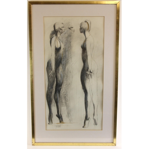 84 - John W Mills (1933-2023),  
'Leotard Girl Studies',  
Pencil on paper,  
Signed,  
70cm x 26cm,  
Fr... 