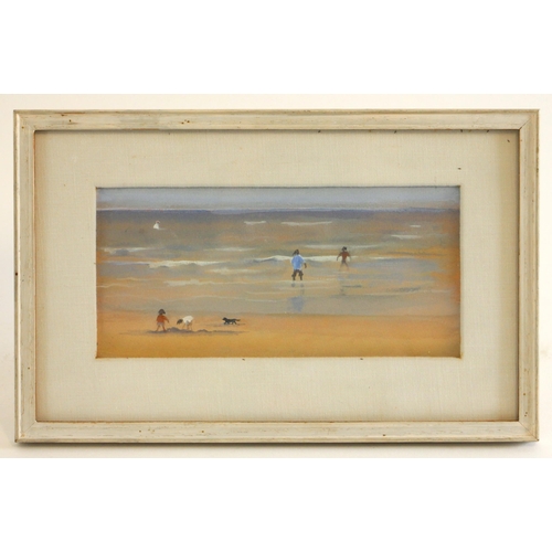 515 - Nan Youngman (British 1906 -1995)  
'Norfolk Beach'  
Gouache on paper,  
Dated verso '1975'  
8.5 x... 