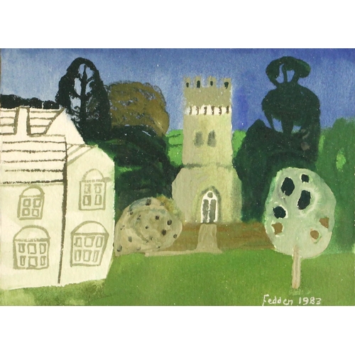 524 - Mary Fedden RA (1915-2012)  
'Monnington'  
Watercolour on paper,  
Signed and dated '1983'  
Label ... 