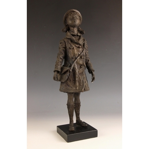 162 - John W Mills (1933-2023),  
Schoolgirl,  
Patinated cold cast bronze on slate base,  
46cm high over... 