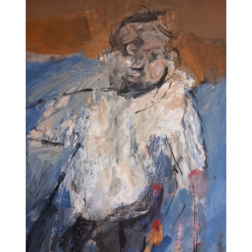 506 - Arnold Van Praag (British, 1926–2020)  Expressionist full length portrait of a man with a walking st... 