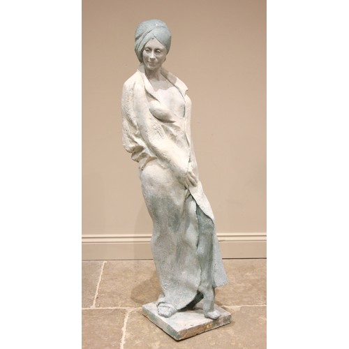 128A - John W Mills (1933-2023),
Standing female, Josephine in turban,
Patinated resin on square base,
133c... 