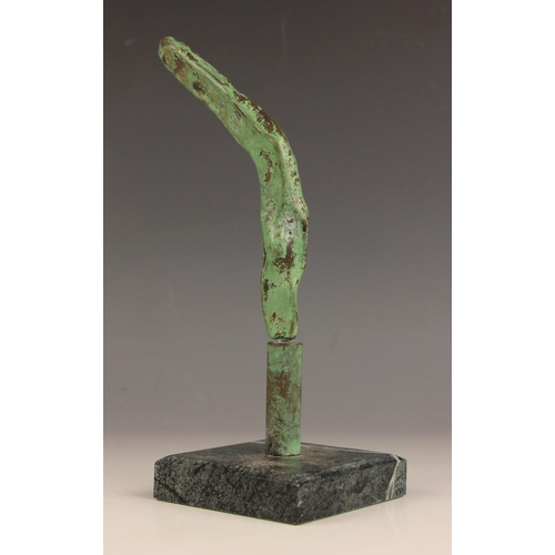 8 - John W Mills (1933-2023),  
‘Diver Entry’ (angled figure),   
Patinated bronze on patinated bronze c... 