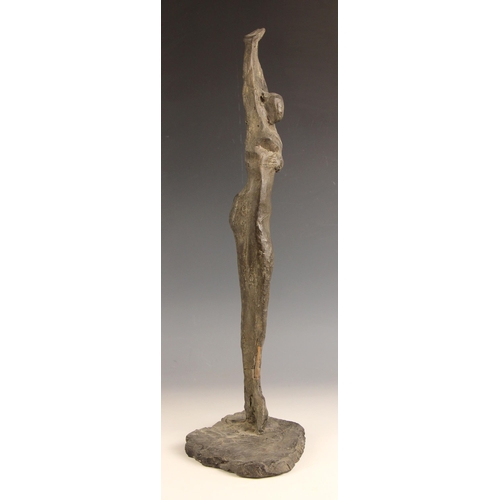 59 - John W Mills (1933-2023),   
Dancer – arms raised,     
Patinated resin on naturalistic base,     
5... 