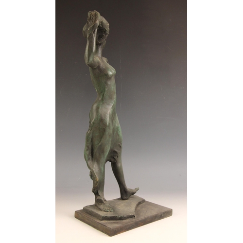 61 - John W Mills (1933-2023),   
Flamenco dancer – hand in hair,    
Patinated resin on rectangular base... 