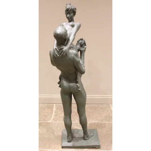 65 - John W Mills (1933-2023),   
Dancers – female lifted, legs bent up,   
Patinated resin on integral r... 