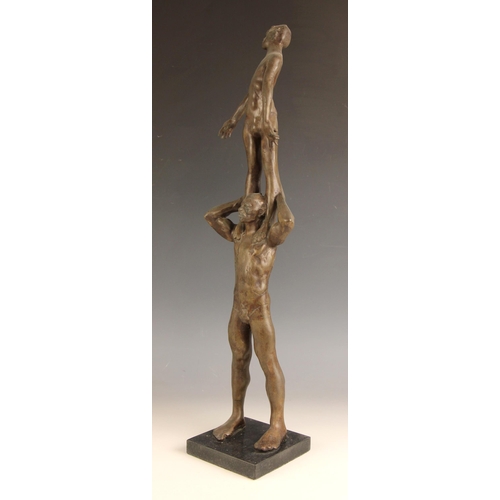 97 - John W Mills (1933-2023),   
‘Circus Balance’,   
Patinated bronze on square marble base,   Handwrit... 