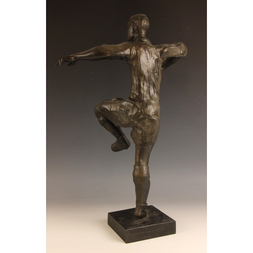 105 - John W Mills (1933-2023),   
Maquette for ‘Jackie Milburn’,   
Patinated resin on square base,   
58... 