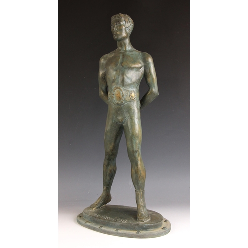 112 - John W Mills (1933-2023),  
'Jim Driscoll',  
Patinated resin on integral stepped base,  
Titled, si... 