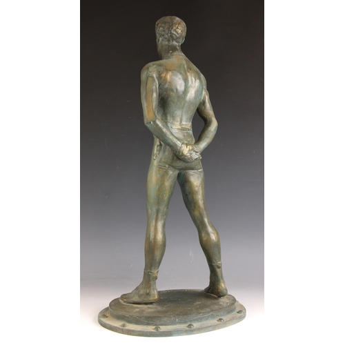 112 - John W Mills (1933-2023),  
'Jim Driscoll',  
Patinated resin on integral stepped base,  
Titled, si... 