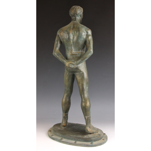 112 - John W Mills (1933-2023),  
'Jim Driscoll',  
Patinated resin on integral stepped base,  
Titled, si... 