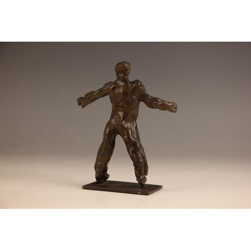 113 - John W. Mills (1933-2023),   
Ice hockey player #1 (legs wide),  
Patinated bronze on integral base,... 