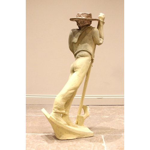 121 - John W Mills (1933-2023),   
Gondolier, right handed,     
Painted resin on integral base,   
112cm ... 